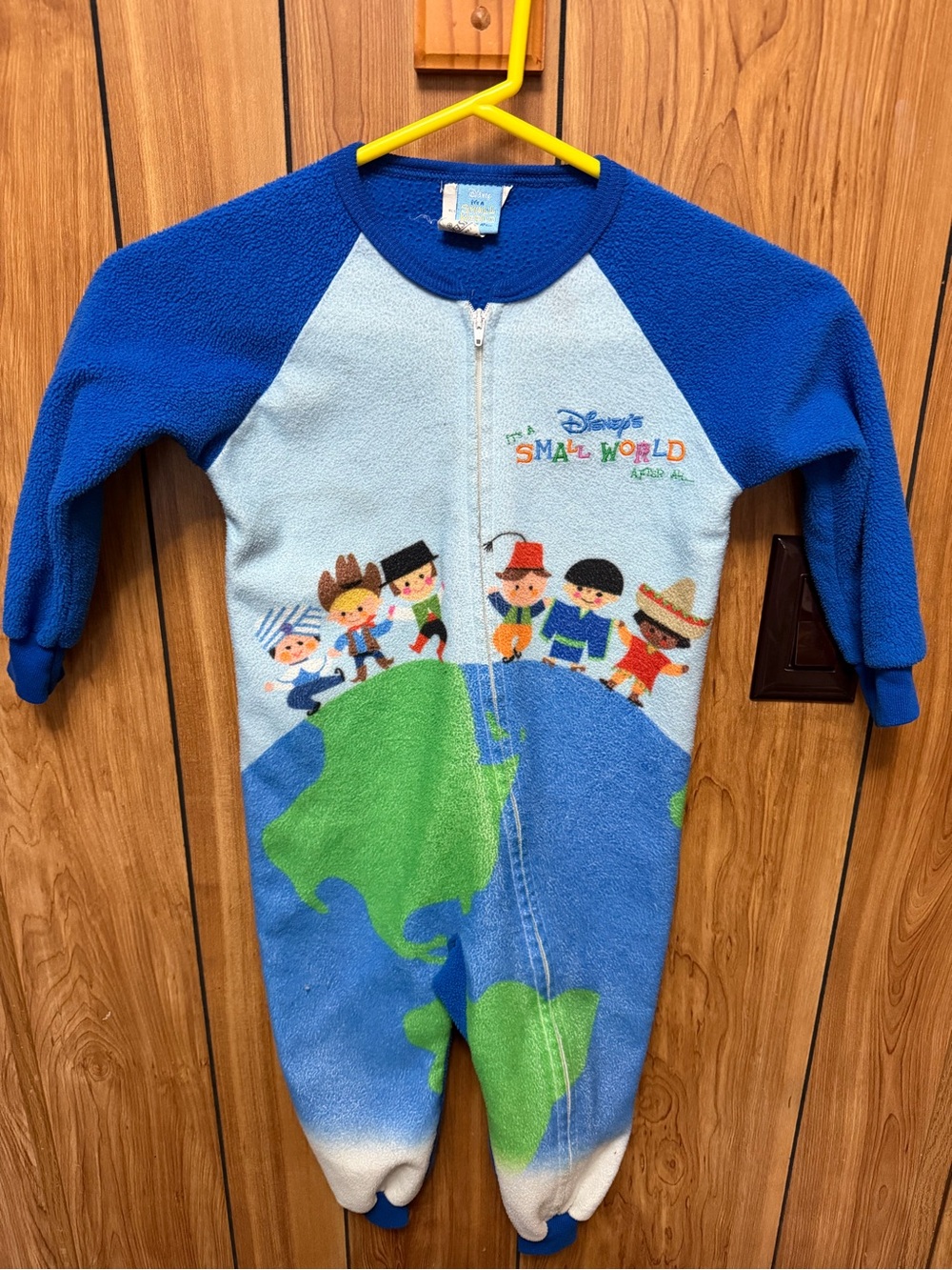 Disney Blue and Green "It's a Small World" Fleece One-Piece